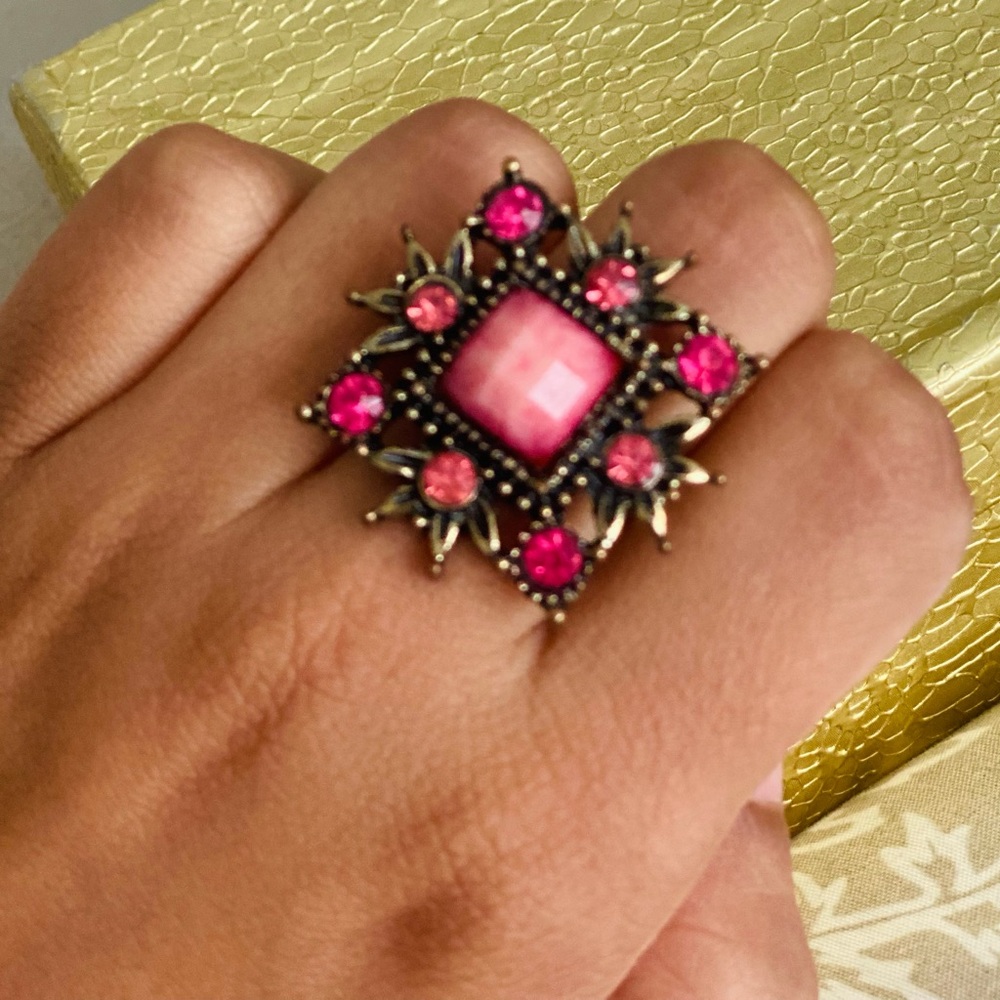 Beautiful Pink Gemstone Ring - Adjustable size
